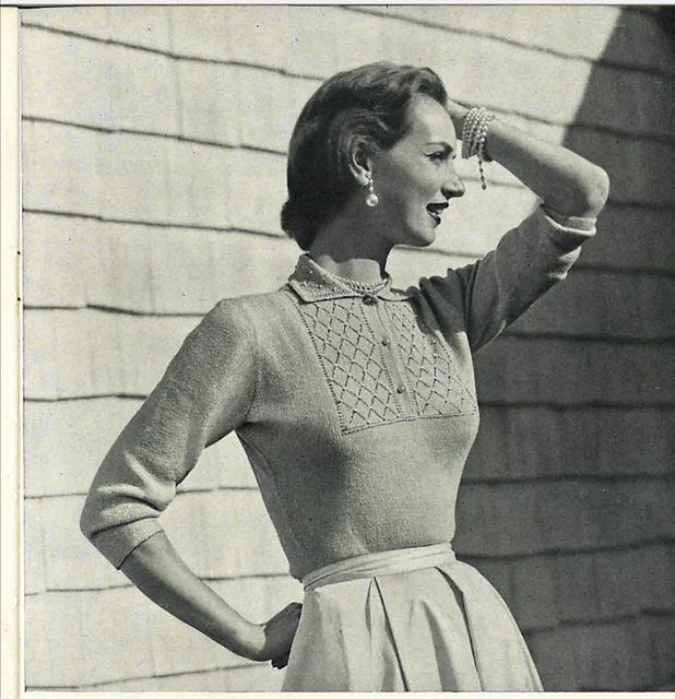 Pearl-trimmed yoke blouse