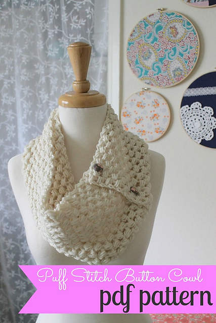 Puff Stitch Button Cowl