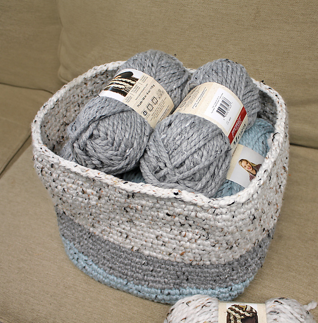 Gray Tweed Square Basket