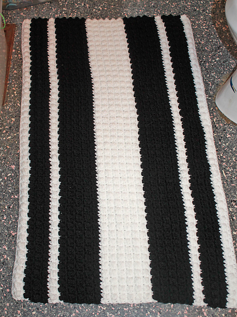 Black and White Striped Rug
