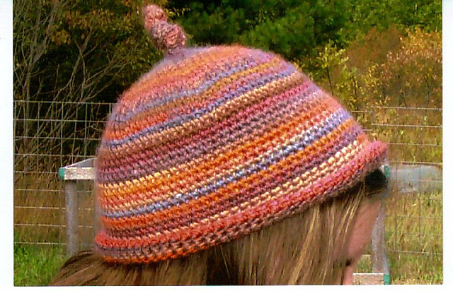 Rolled Brim Hat w/Top Knot