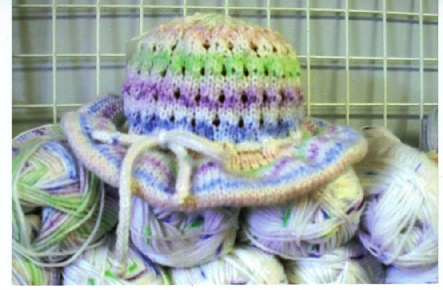 Double Ruffled Eyelet Baby Hat with Adjustable Drawstring
