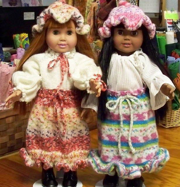 Ruffled Hat and Drawstring Skirt w/Ruffle for 18" Doll