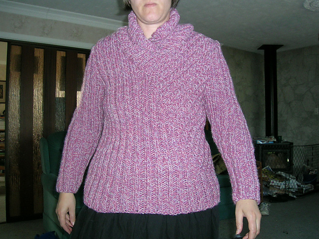 shawl collar rib sweater