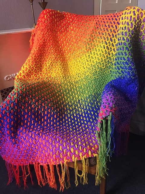 Crochet & Weave Rainbow Fade Throw