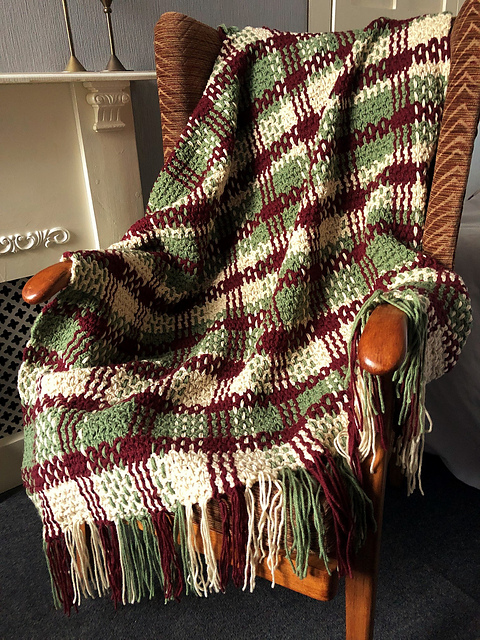Crochet & Weave Offset Double Plaid Throw