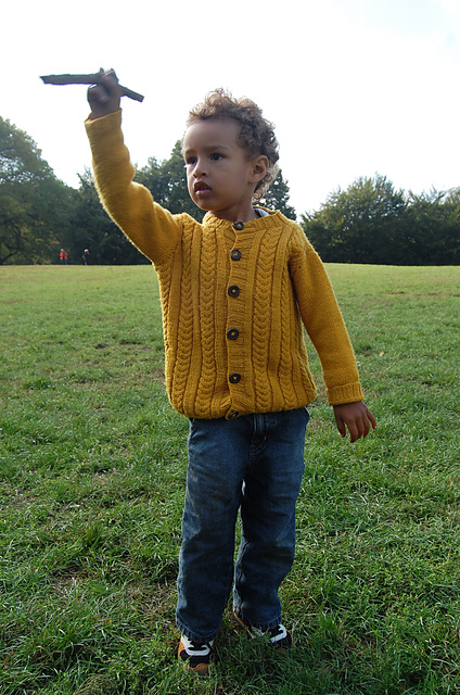 Cabled Cardigan with Hood or Round Neck