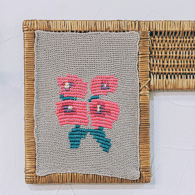 Rustic knitted and sewed wall decoration