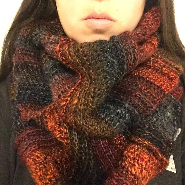 Scarf Ridges Ravelry: Leafy Ridges Infinity Scarf pattern by Sara Giambalvo