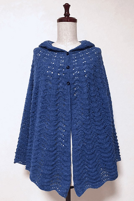 Ravelry: 12 波模様のフードつきのケープ pattern by Toshiyuki