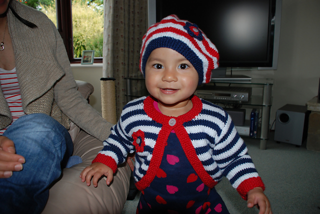 Design C - Striped Cardigan, Beret and Shoes