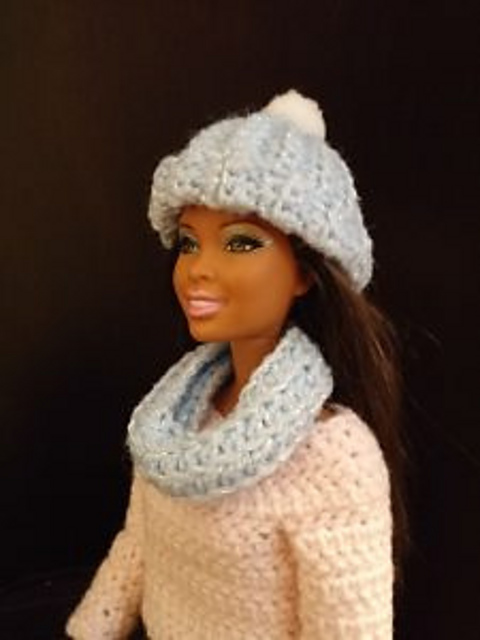 Pom Pom Toboggan/Infinity Scarf for Barbie