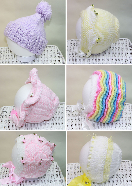 113 - 6 Knitted Baby Hats