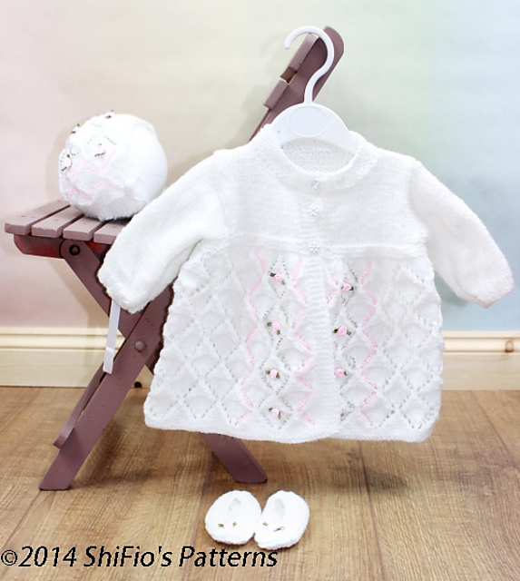 Lacy Diamonds Matinee Coat & Bonnet