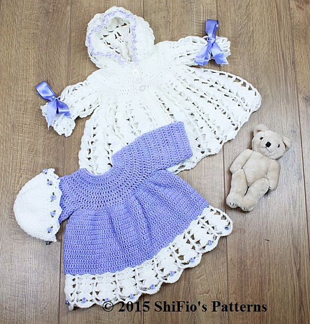 158 Lilac Hooded Baby Jacket Set
