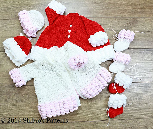 200- Pom Pom Edge Baby Matinee Set