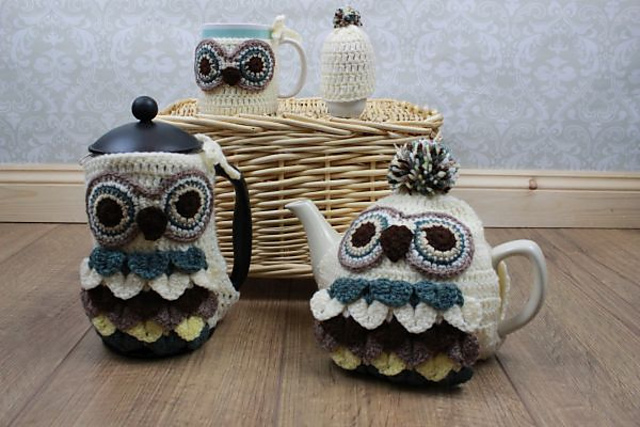 249-Owl Coffee Press,Teapot, Mug, Egg Cozies