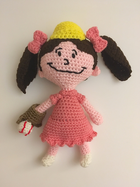 Baseball Girl with Pigtails