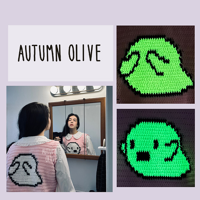 shy ghost colorwork graphics