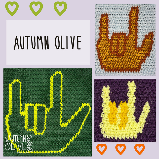 ASL ILY colorwork graphics