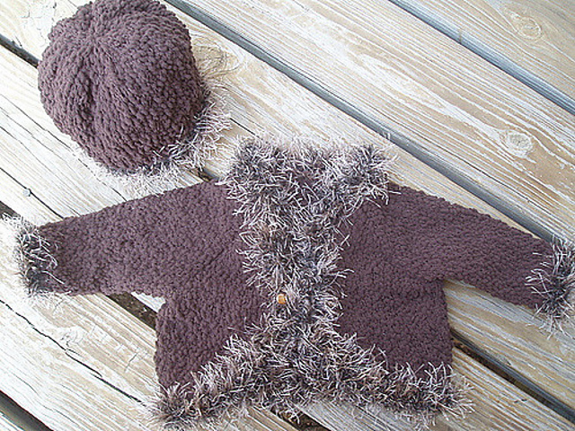 Cardigan and Hat with Fur Trim