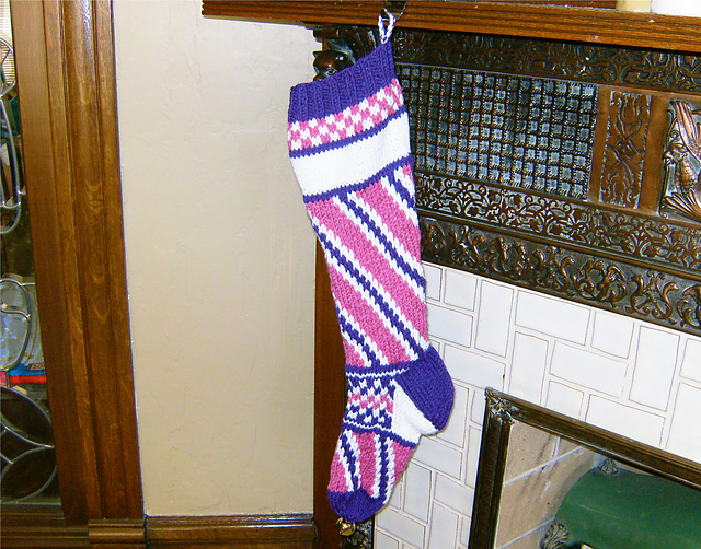 Cable Candy Striped Knit Christmas Stocking Pattern