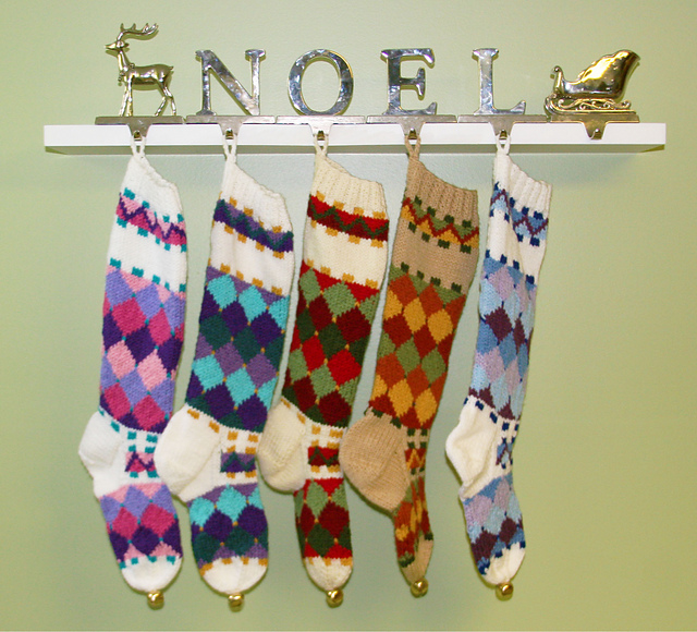 Knitted Diamond Christmas Stocking Pattern