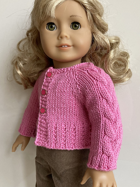 Cabled Sleeve 18" doll Cardi