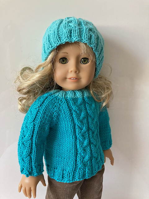 Cabled Pullover set 18" doll