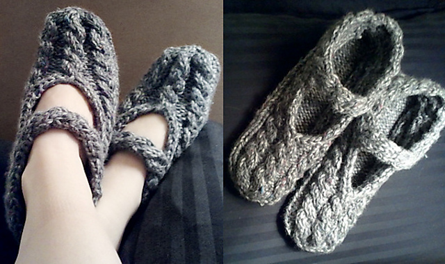 LAZY MISS MARY JANE // Cabled Ankle Wrap Slippers