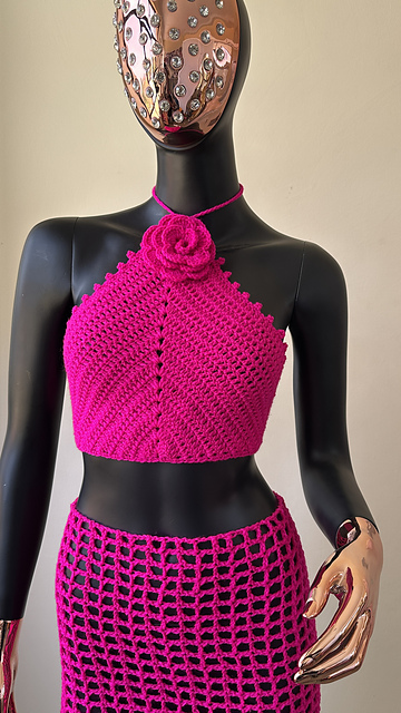 Rose flower halter top