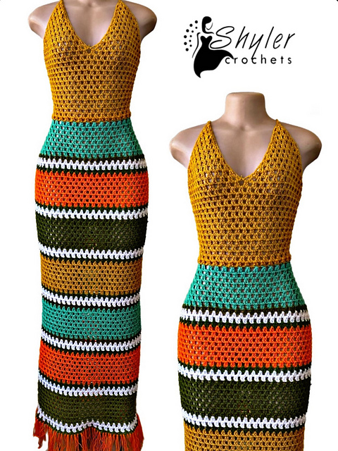Granny stitch maxi dress