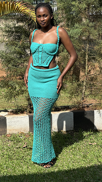 Braided rope floral lace skirt
