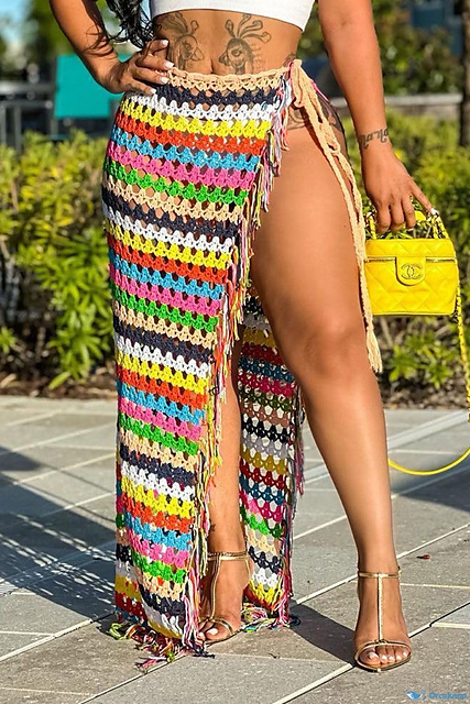 Beach cover skirt with a slit