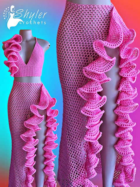 Ruffle mesh beach skirt