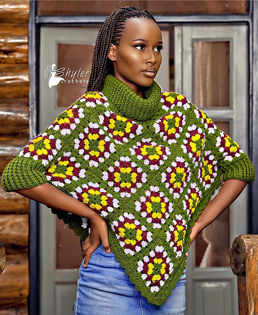 Granny square poncho
