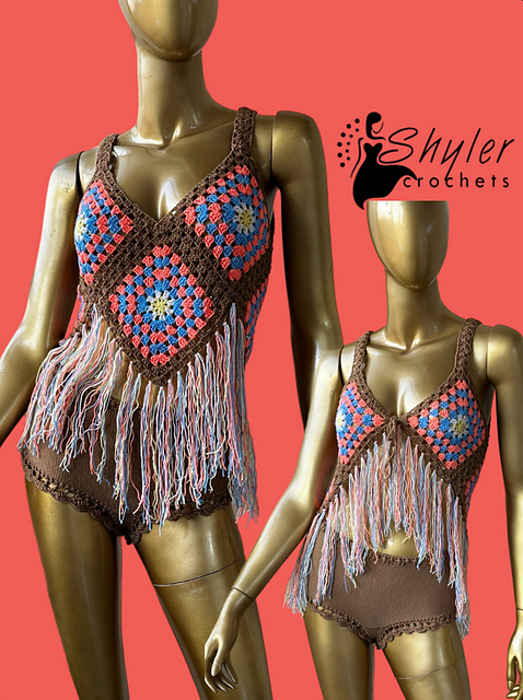 Granny square fringe top