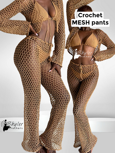 Fish net mesh cover up pants