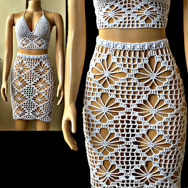 flower lace stitch skirt