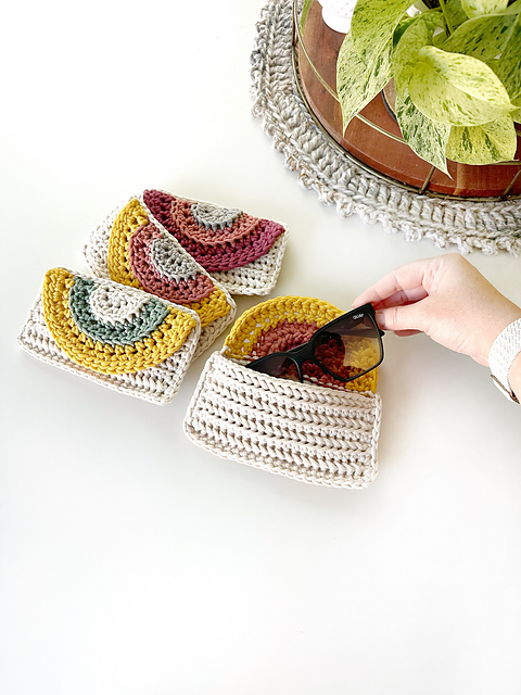 Rainbow Crochet Glasses Case & Crossbody Bag 093