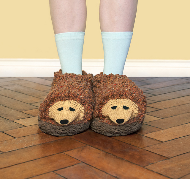 Brown Leaf Hedgehogs Pattern Print Premium Home Slippers main image 0