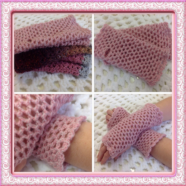 Ladies crochet fingeress gloves