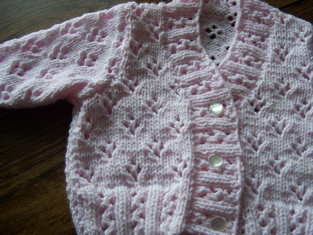 Designs 4A and 4B,  Round and V Neck Lace Cardigans