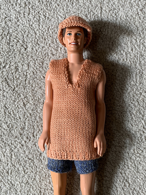 #1087 Orange tank top and blue shorts