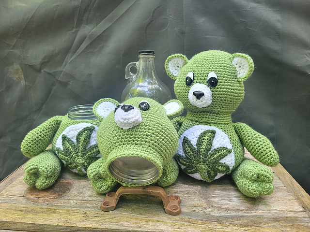 Pot Leaf Stash Jar Bear