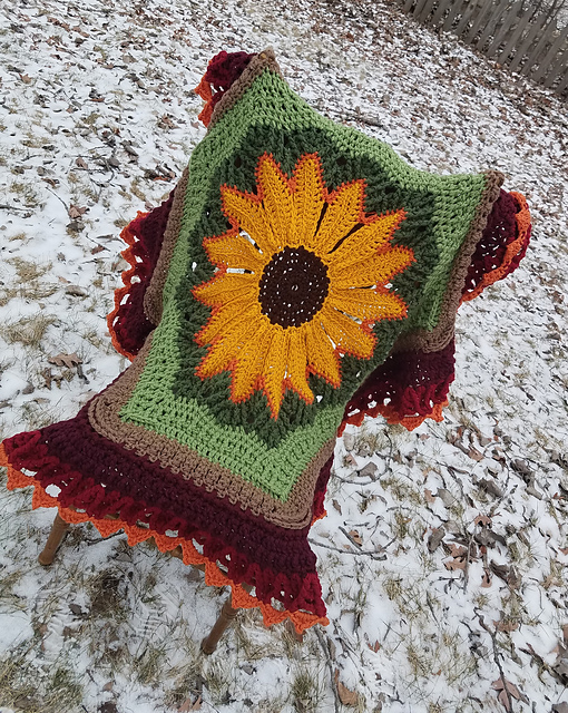 Boho Sunflower Circular Afghan
