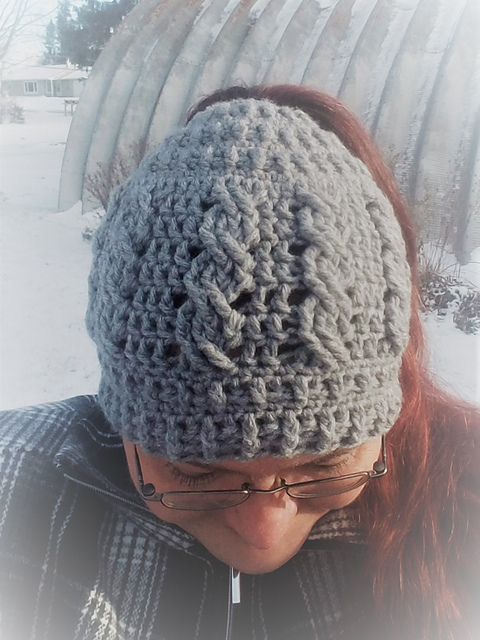Jenn's Cabled Messy Bun Hat