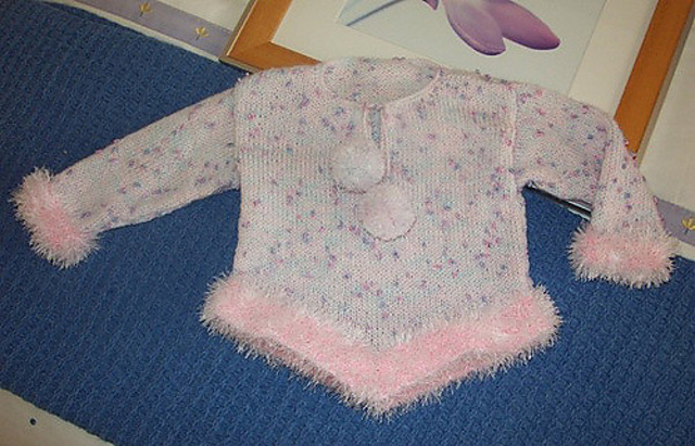 Pullover with Funky Fur Trim
