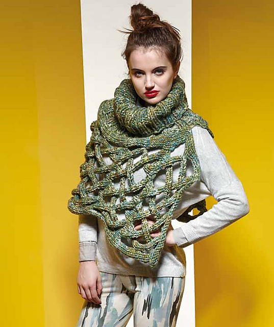 2136 Open Weave Turtleneck Poncho