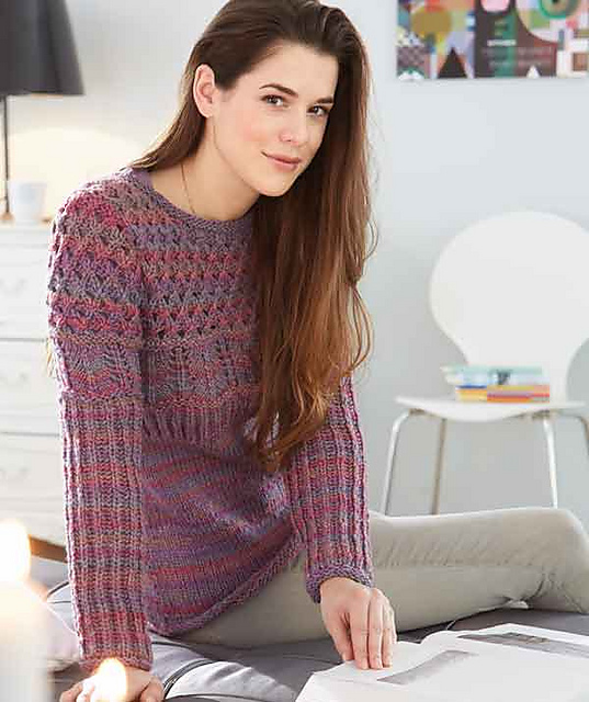 S8624 - Lace and Ribbing Pullover